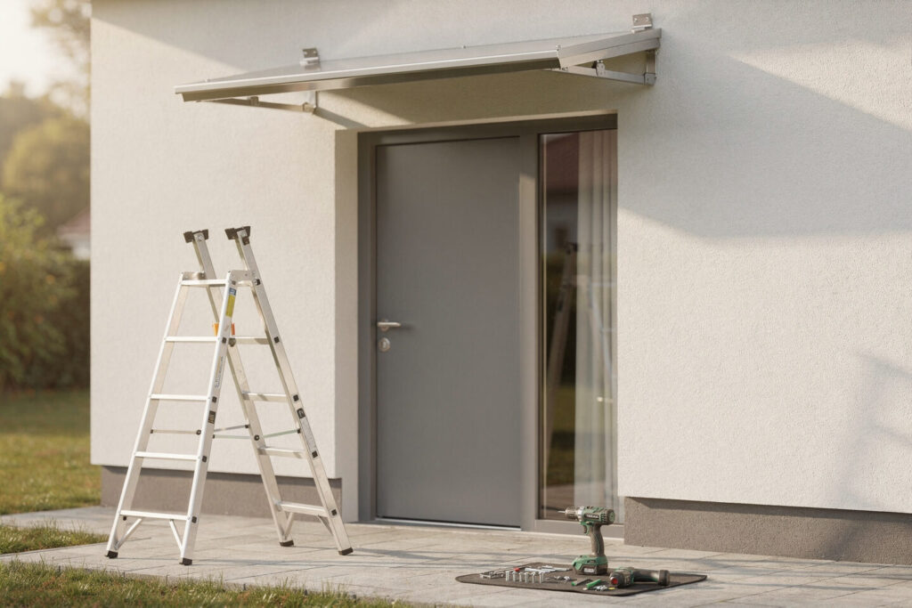 Die Installation von Edelstahlvordächern durch VoMo Vordach Montagen